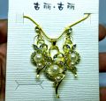 Western Jewellery Golden Color White Pearls Necklace Pendant Earrings Jewellery Sets for Girls Women - AA-JS11. 