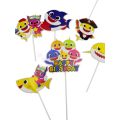 Baby Shark Theme Cake Toppers - Cake Toppers - Multi Colors - Girls Theme - Pack Of 6 Cake Toppers. 