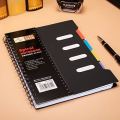 Spiral Notebook with Dividers – Smooth Writing Premium Thickened Pages, Coil Ring, Black Color, A5/B5 Notebook Planner. 