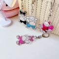 Sanrio Creative Fat Kuromi Mymelody Cinnamoroll Pixel Style Funny Muscle Fitness Pendant Spoof Keychain Toys Gift Personality. 
