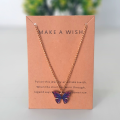 Girls Butterfly Multi Shaded Long Chain - Fashionable Butterfly Necklace For Womens - Crystal Never Fades Colorful Pendant For Ladies. 