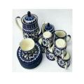 Blue Pottery Tea Set, Hand Made ,Hand Painted 15 pieces (6 person serving). 