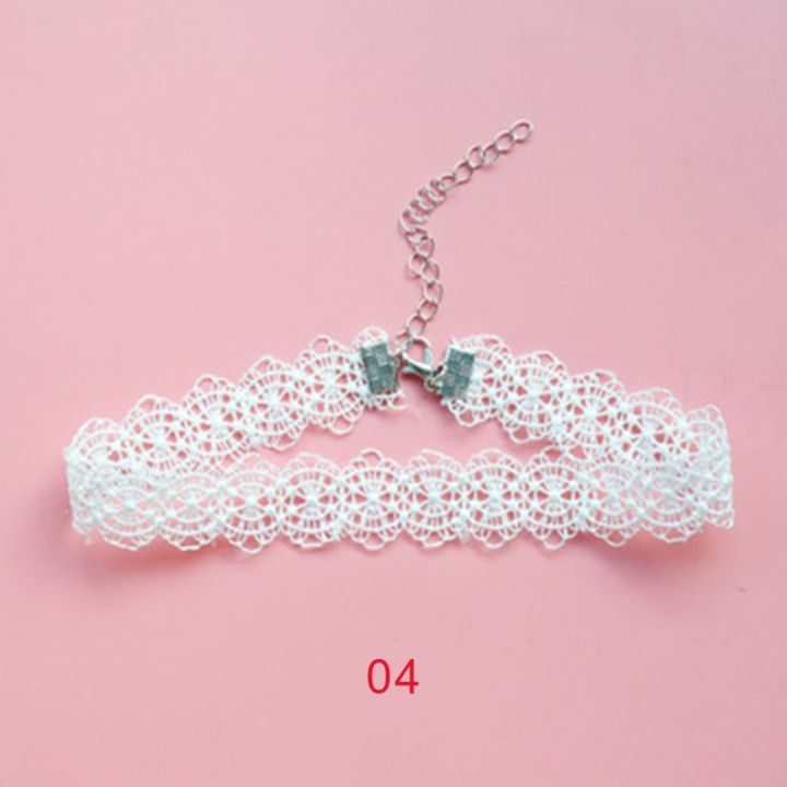 Cute Harajuku White Lace Chokers Necklace Neckband For Women Girl Boho Flower Charms Collar Necklace Clavicle Chain Neck Jewelry