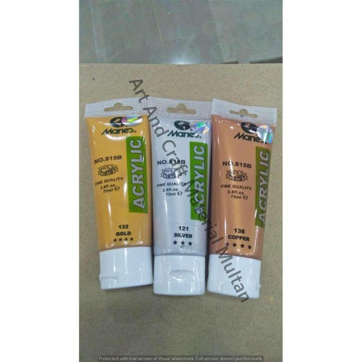 Pack Of 3 Maries Acrylic Color Tubes Gold, Silver , Copper 75 Ml