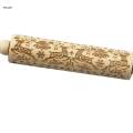 Christmas Rolling Pin Wooden Rolling Pin with Patterns Holiday Cookies Roller Embossing Rolling Pin. 