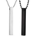 Pack of 2, Silver and Black Vertical Bar Pendant Necklace for Boys n Girls. 