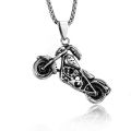 【PeacemPeace】 Vintage Stainless Steel Box Chain Necklace Cool Motorcycle Pendant Men's Long Sweater Chain Couple Accessories. 