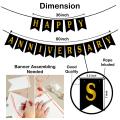 16 Pcs Happy Anniversary Banner Decoration Banner - Banner for Home Bedroom Decorations 1 Happy Anniversary Black Paper Card Bunting. 
