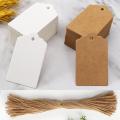 50pcs Kraft Paper Tags Kraft paper Cards with Strings Wedding Birthday Christmas Party Gift Tag Cookie Packaging Supplies. 
