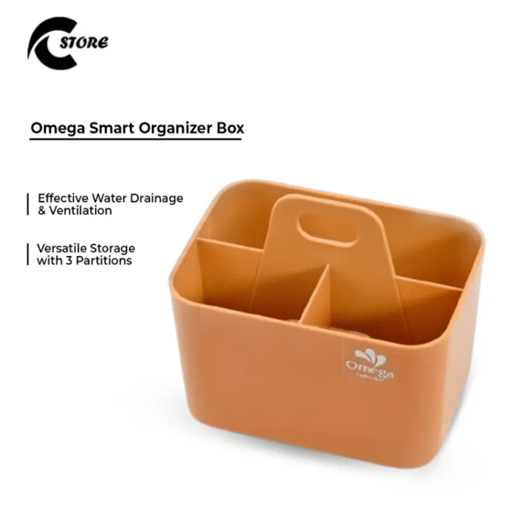 Omega Smart Organizer Box with 2 Partitions  | Versatile Cutlery & Multipurpose Storage Holder | Office Desks Utensils