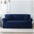 Soft Elastic Bubble Cloth Universal Sofa Cover Breathable Thick Slipcover Protector 3+1+1=5 seater. 
