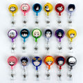 Bandai Naruto Badge Holder Cartoon Creative Retractable ID Name Card Student Card Reel KeyChains Nurse Chest Card Holder Clip. 