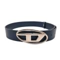 Trendy new D letter oval metal snap fastener men's and women's PU decorative belts are fashionable and match all kinds of clothing. 