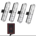 16 LED Universal Car Grill Smart Daytime Running Flasher DRL LED Light White Strobe Flashing Modes Light For All Cars & Jeep 4x4, Strobe Light 4 Pcs Set With Remote Control. 
