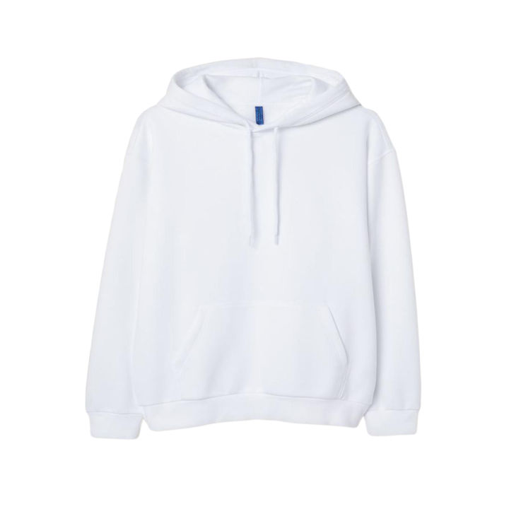 White Plain Fleece Pull Over Hoodie For Men 1082020