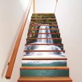 3D Waterfall Stair Stickers Self-Adhesive Stair Riser Mural Wallpaper Decals for Home 39.3" w x 7" h x 12PCS. 