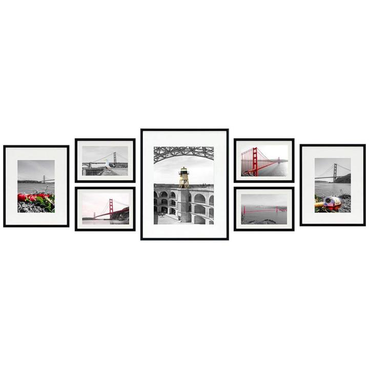 eMall Photo Frames 7 Pcs Wall Gallery with Free Custom Pictures Printing for Home Decor and Wall Decoration Picture Frames