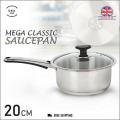 Sonex Mega Classic – Cooking Sauce Pan – Stainless Steel With Glass Lid. 