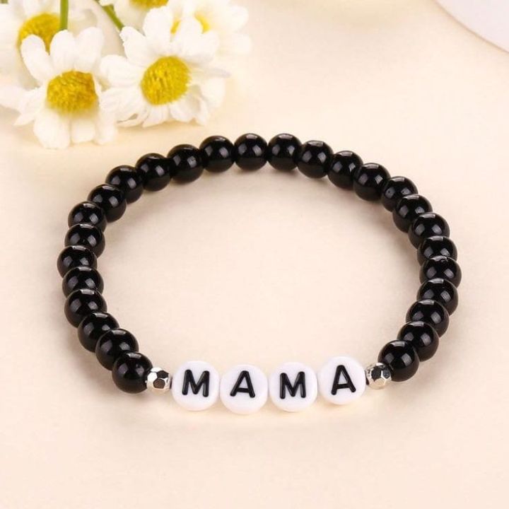 Customize your Name on bracelet with black color beads