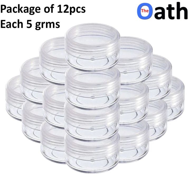 12pcs%205grams%20Empty%20Cosmetic%20Plastic%20Containers%20with%20Lid%20Clear%20for%20Cream%20Makeup%20Lotions%20Lip%20Balm%20Eyshadow%20Sample%20Glitter%20Storage,%20Mini%20Refillable%20Travel%20Jars%20Small%20-%20Image%203