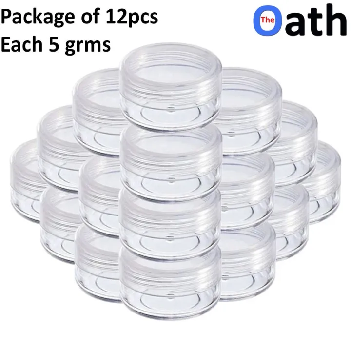 12pcs%205grams%20Empty%20Cosmetic%20Plastic%20Containers%20with%20Lid%20Clear%20for%20Cream%20Makeup%20Lotions%20Lip%20Balm%20Eyshadow%20Sample%20Glitter%20Storage,%20Mini%20Refillable%20Travel%20Jars%20Small%20-%20Image%203