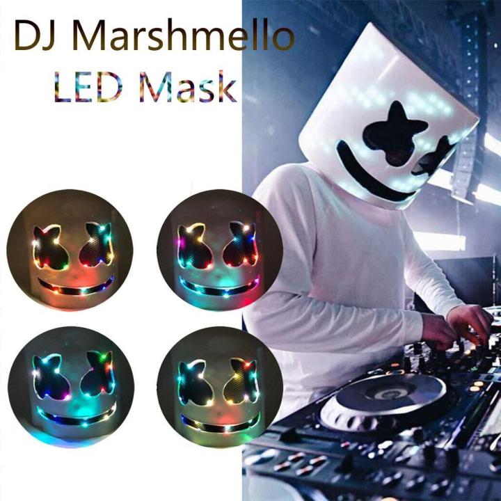 Light Up DJ Marshmello Mask Light Up 7 Color Halloween Cosplay Mask