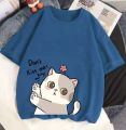 Aua n Co Cat printed Half sleeves T-shirts for Women and Girls. 