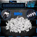 100 Pcs Round Cable Wire Clips with Steel Nail Electric (Made in Taiwan). 
