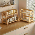 Kitchen spice rack Bamboo 2 tier Multipurpose organiser shelf. 