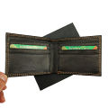 Pocket Size Black Plain Leather Wallet. 