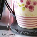 4 PCS Round Slate Black Coasters Handmade Coasters for Drinks, Beverages,  Glasses - Black. 