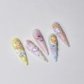 Cute Little Bear Angel Donuts Bowknot 5D Soft Embossed Reliefs Self Adhesive Nail Art Stickers Lovely Bunny 3D Manicure Decals. 