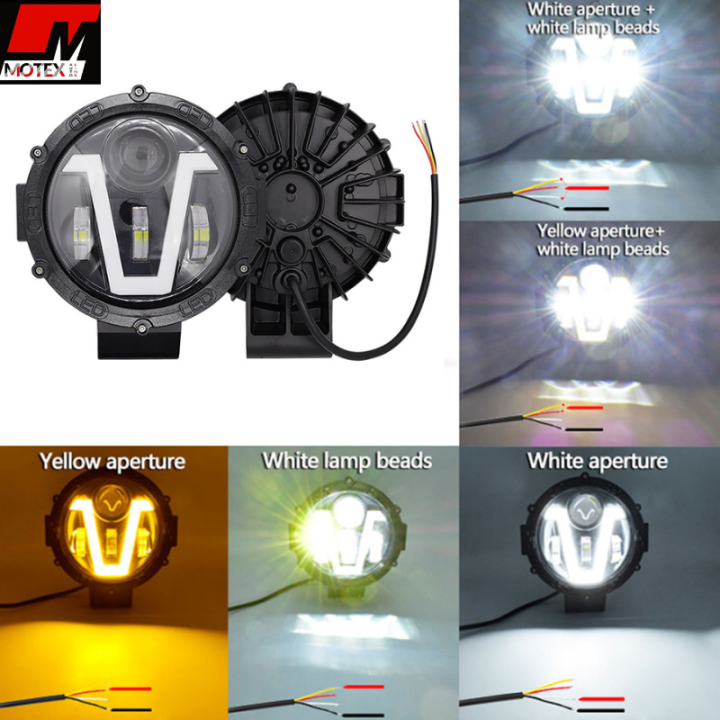For Jeep 1 pcs Ultra Bright 100 Watts 7 Inch V Shape DRL Auxiliary Spotlight With 3 Round Wide Angle Beam & High Power Spot Magnifier LED Beam Light With 5 Operating Modes For Jeeps, Outer Light 100W 12V Operated ATV Tractor
