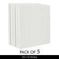 EASE Pack of 5 Canvas Boards 12 x 12 (12 by 12 inches)  for Painting and Art Work. 