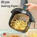 50pcs Air Fryer Disposable Paper Liners - Non-Stick Round Baking Mats for Steaming & Frying (AL MAKKAH). 