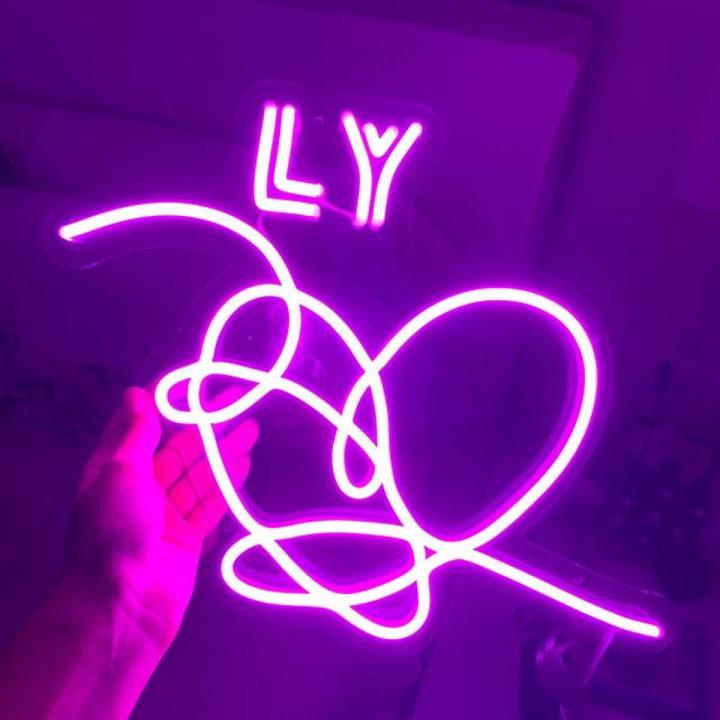 BTS Love Yourself Album Neon sign board glow Neon light wall Signboards LED sign boards for Shop restaurant room decoration