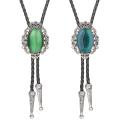 Bolo tie Western Cowboy Opal Rodeo Leather Necktie. 