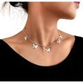 Silver Butterfly Choker Necklace Korean Jewellery For Women - Silver Chain Neck Statement Collar Chains Choker Shining Female Choker Jewellery For Girls. 