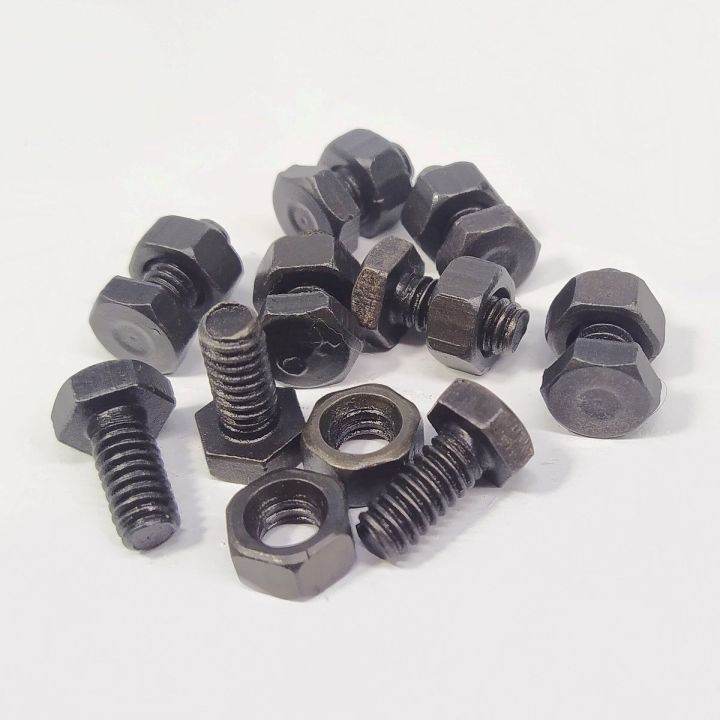 Pack of 10pcs HQ 12mm x 7.5mm OR 0.5 inch 5/16 Black Metal Bolts with Nuts Hexagonal Screw Nut Bolt SJ Online Mart