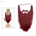 Long Beard Costume Fake Mustache Fake Beard Mustaches Dwarf Gnome Beard Costume Accessories Dress Up for Party Cosplay Supplies , Red. 