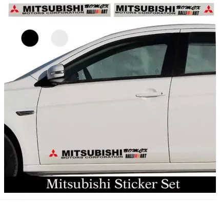 1 Pair Mitsubishi Stickers Decal Car-Styling For Mitsubishi Adventure Mirage G4 Hatchback Strada Lancer EX Evolution Montero Sport Xpander L300 Pajero Car Accessories Vinyl Bonnet Sticker Graphic Decoratio Mitsubishi Latter Paper Sticker