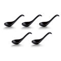 5pcs Japanese Style Spoons Soup Spoon Black Matte Asian Ladle Spoon with Long Handle for Restaurants. 