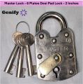 Desi Pad Lock - Heavy Duty Steel/Brass Tala | 4 Levers, 3 Keys, Steel Proof, High Security Lock for Doors, Shops & Bikes. 