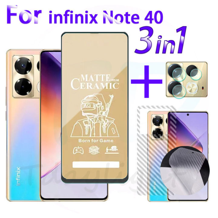 3 in 1 Screen Protector Infinix Note 40 Ceramic Frosted Film For Note 30 5G 30 Pro 30i 30 VIP Hot 30 30i 30Pro 40 40i 40Pro Flexible Lens Film Carbon Fiber Back Film