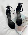 Women Fashion 3 Inches Block Heels Sandals Luxurious Fairy Style Glamour  Embellished Chunky Faux Suede Comfortable and Stylish for Any Occasion for Summer Black. 