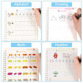 Sank Magic Practice Copybook (4 Books + Magic Pen & 10 Ink Refills) Sank Magic Book for Montessori Children Tracing Handwriting First Preschool Baby Learning Books for Kids. 