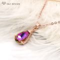 S&Z DESIGN New Fashion Water Drop Crystal Pendant necklace 585 Rose Gold Chain For Women Wedding Jewelry Simple Elegant Gift. 
