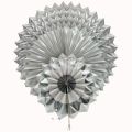 SILVER COLOR PAPER FANS - PACK OF 3 PAPER FANS - 3 SIZE PAPER FAN SILVER THEME. 