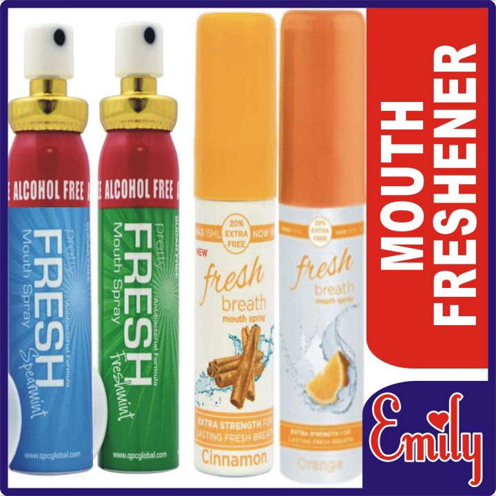 pack of 4 MOUTH FRESHENERS MOUTH SPRAY, FRESH BREATH FRESHENER ORAL SPRAY HILAL, TASTY FLAVORS, SPEA MINT, FRESHMINT, ORANGE, CINNAMON (ALL FOUR)