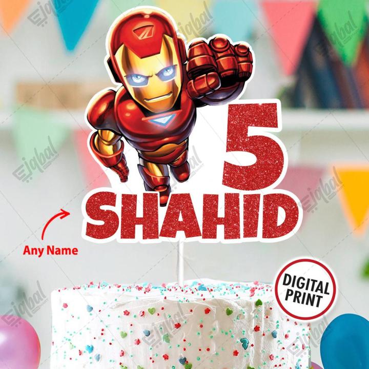 Personalised Digital Cake Topper Ironman Avengers Theme topper for Birthday Party Celebration & Cake Decoration